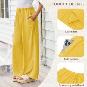 TEMOFON Womens Linen Wide Leg Pants